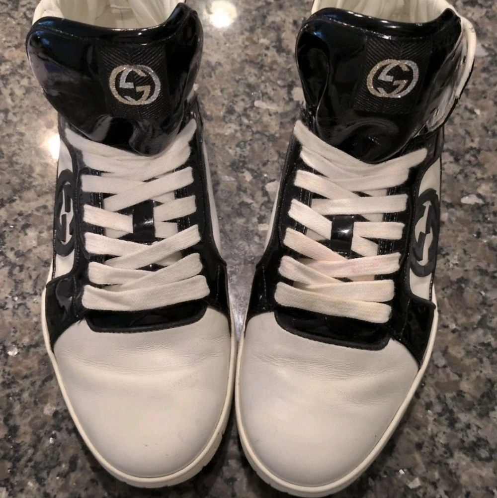 Gucci Black and White Athletic Shoes
